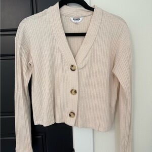 BB Dakota Women's Beige Ribbed Cardigan
